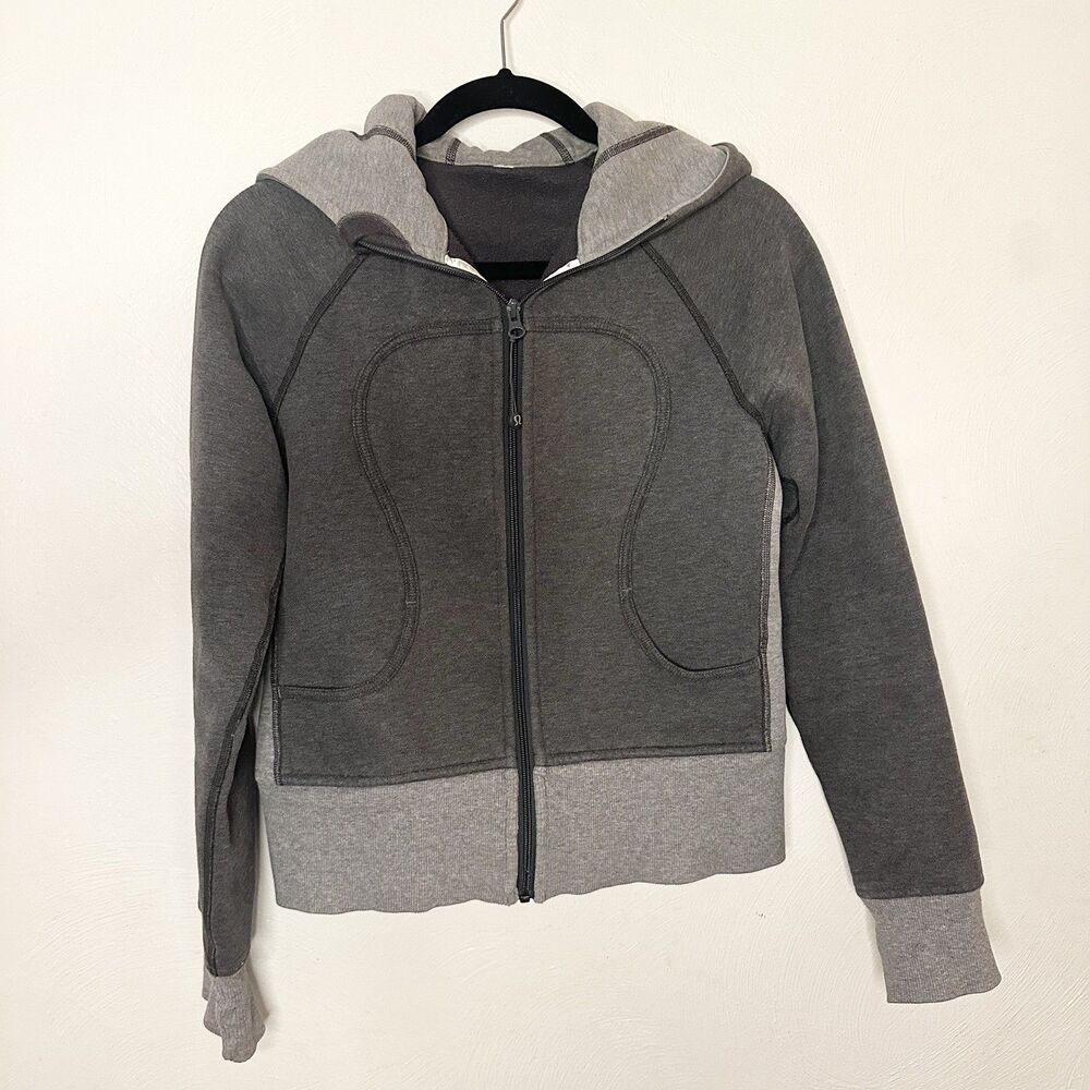 Lululemon Women's Scuba Hoodie Om Heathered Grey Size 6 Full Zip